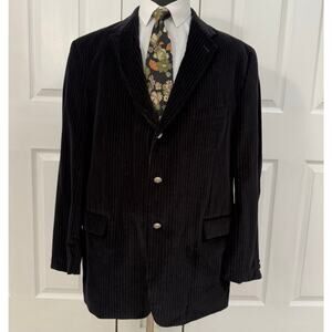 Zagato Signature Collection Men's Black Velvet Striped Blazer Jacket Size 50L